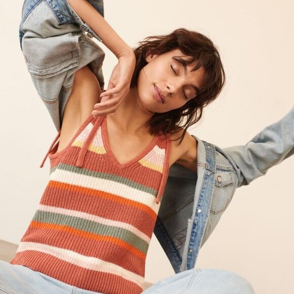 Madewell Striped Grandfield Tie-Strap Sweater Tank - 2x - Picture 1 of 6